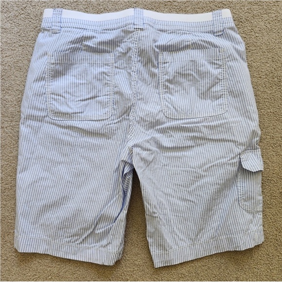 Blue & White Striped Cargo Bermuda Shorts - Picture 2 of 7